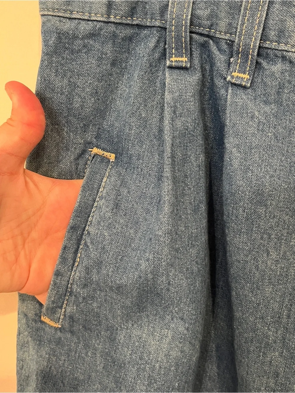 Vintage French Navy Casual Blue Denim Jean Shorts with Pleated Front Plus Size